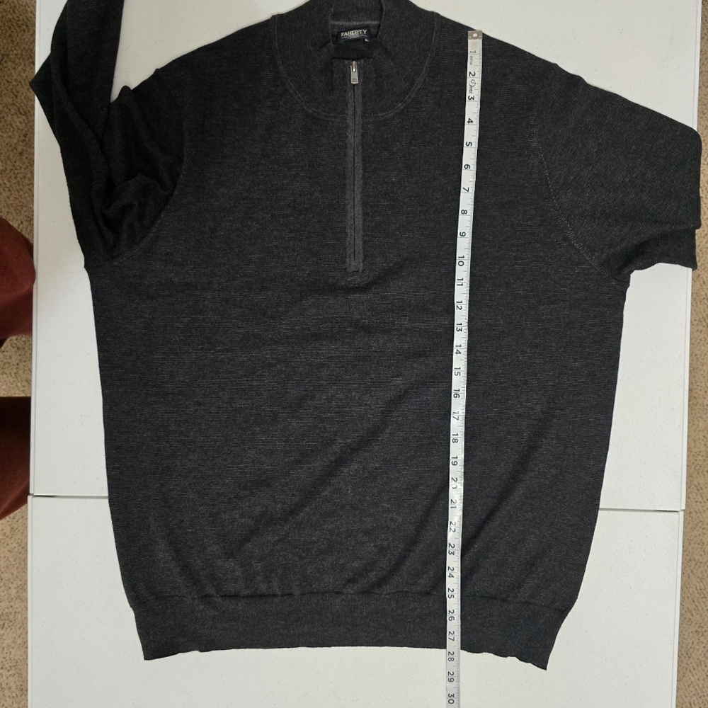 Faherty‎ Reserve 1/4 Zip Sweater Ash Melange Gray Men's XL Coolmax - Picture 3 of 8